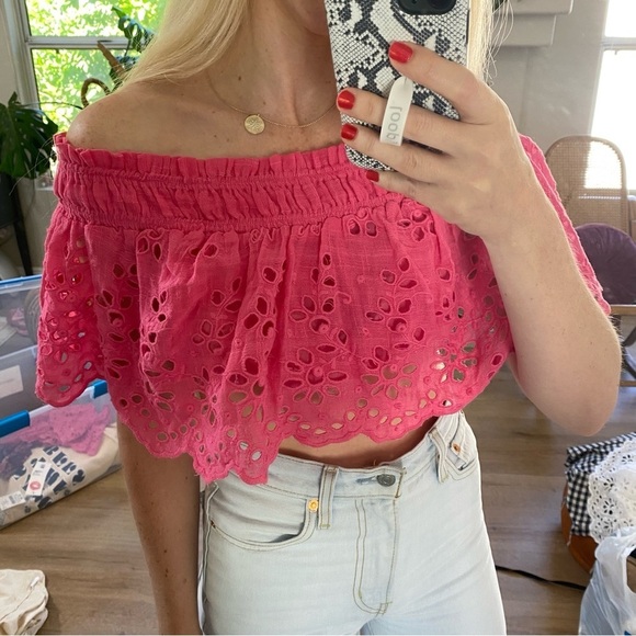 NWOT People Crop Top Eyelet in White - Picture 9 of 10
